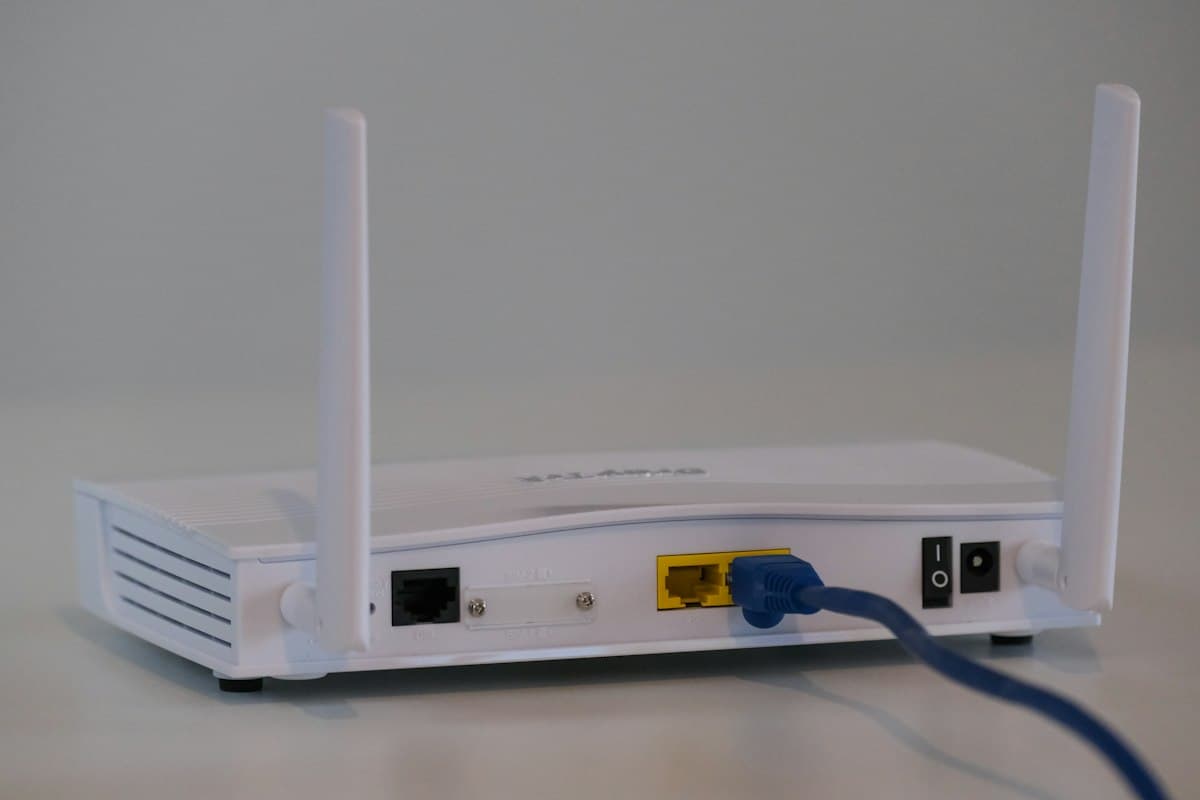 Wireless networking device with Ethernet cable connected